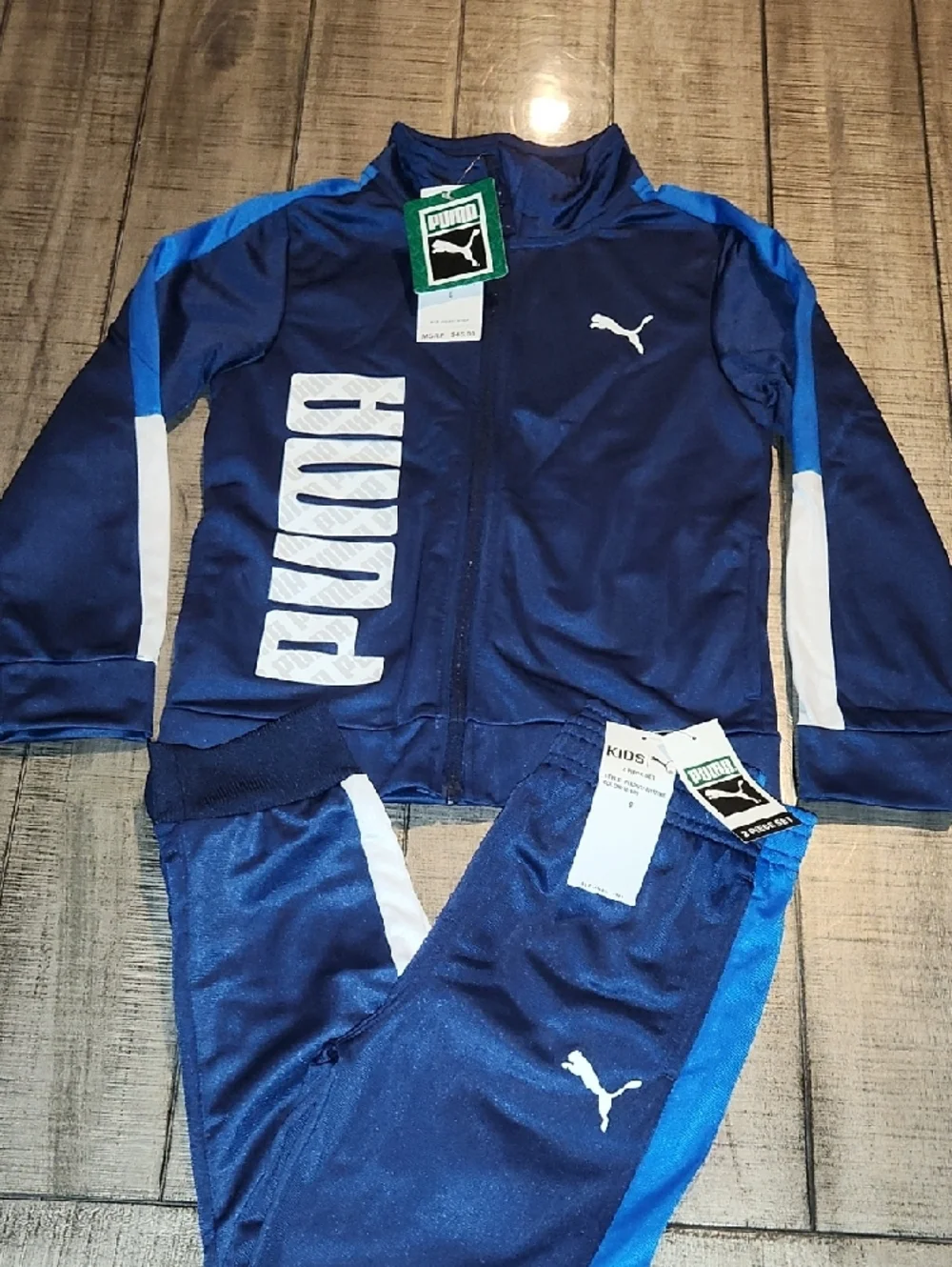 NWT Puma Navy and Royal Blue Kids Track Jacket & Pants - Picture 2 of 6